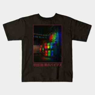 The Night Vibes Japanese Aesthetic Design Kids T-Shirt